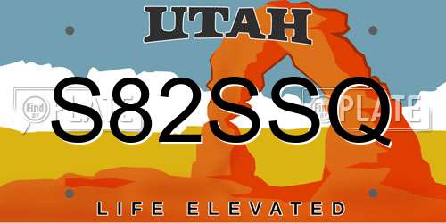 S82SSQ Utah License Plate