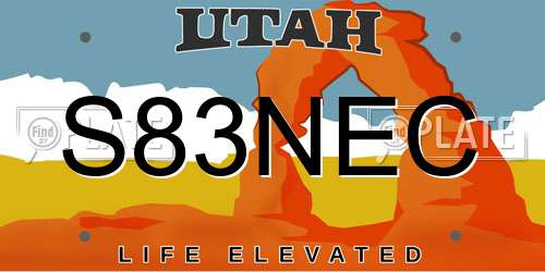 S83NEC Utah License Plate
