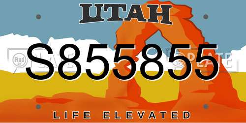 S855855 Utah License Plate
