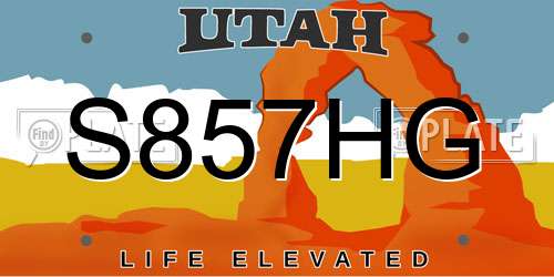 S857HG Utah License Plate