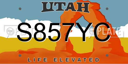 S857YC Utah License Plate