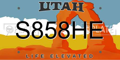 S858HE Utah License Plate