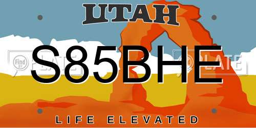 S85BHE Utah License Plate