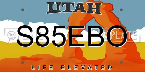S85EBO Utah License Plate