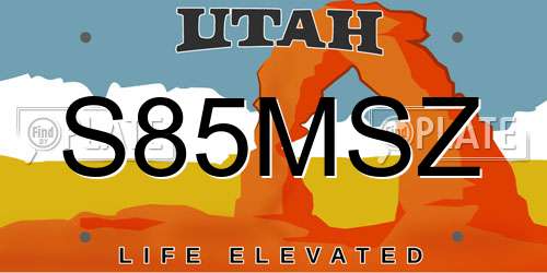 S85MSZ Utah License Plate