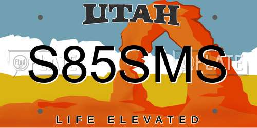 S85SMS Utah License Plate