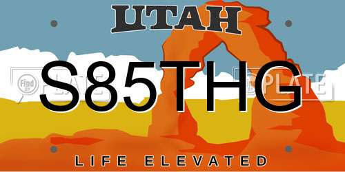 S85THG Utah License Plate