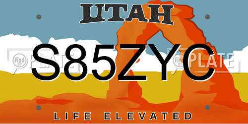 S85ZYC Utah License Plate