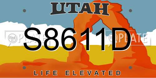 S8611D Utah License Plate