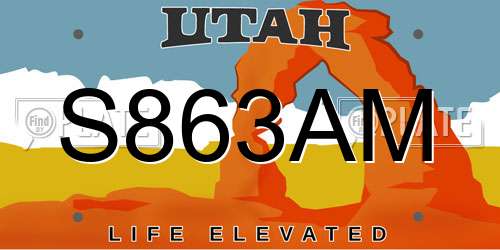 S863AM Utah License Plate