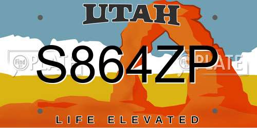 S864ZP Utah License Plate