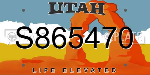 S865470 Utah License Plate