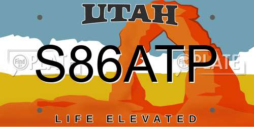 S86ATP Utah License Plate