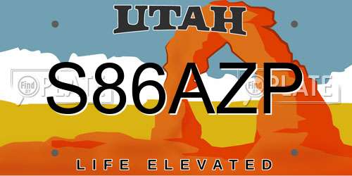 S86AZP Utah License Plate