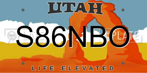 S86NBO Utah License Plate