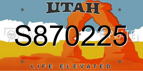 S870225 Utah License Plate