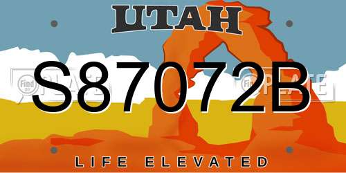 S87072B Utah License Plate