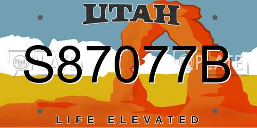 S87077B Utah License Plate