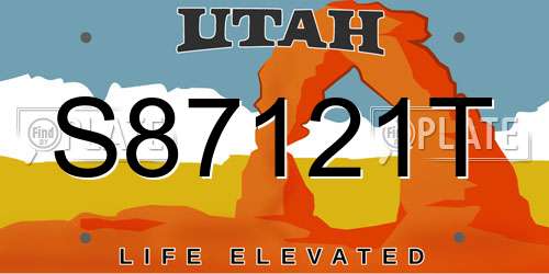 S87121T Utah License Plate