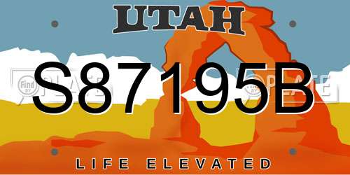 S87195B Utah License Plate