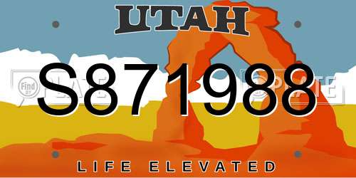 S871988 Utah License Plate