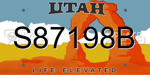 S87198B Utah License Plate