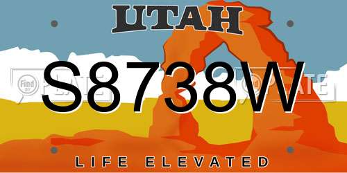 S8738W Utah License Plate