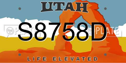 S8758D Utah License Plate