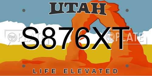 S876XT Utah License Plate