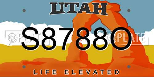 S8788O Utah License Plate