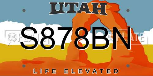 S878BN Utah License Plate