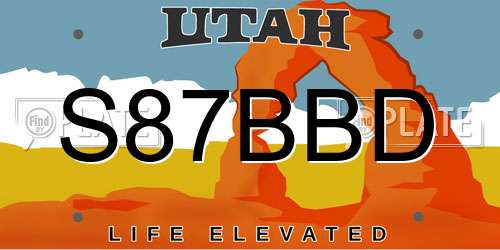 S87BBD Utah License Plate