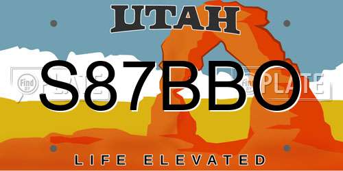 S87BBO Utah License Plate