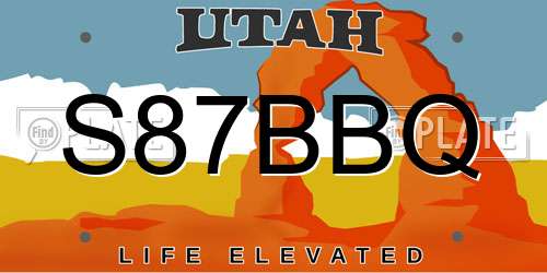 S87BBQ Utah License Plate