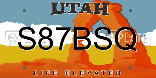 S87BSQ Utah License Plate