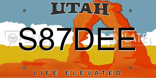 S87DEE Utah License Plate