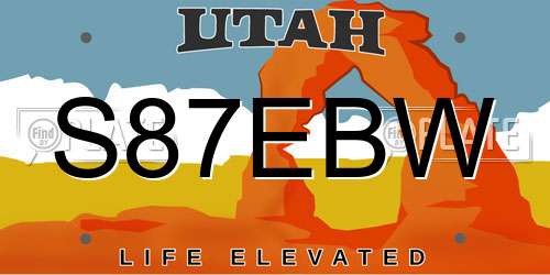 S87EBW Utah License Plate