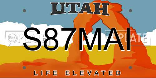 S87MAI Utah License Plate