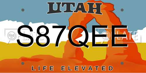 S87QEE Utah License Plate
