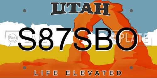 S87SBO Utah License Plate