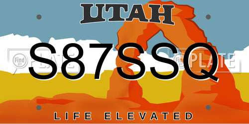 S87SSQ Utah License Plate