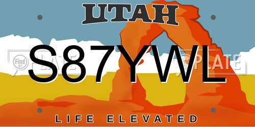 S87YWL Utah License Plate