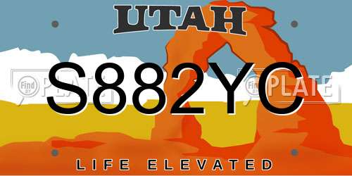 S882YC Utah License Plate