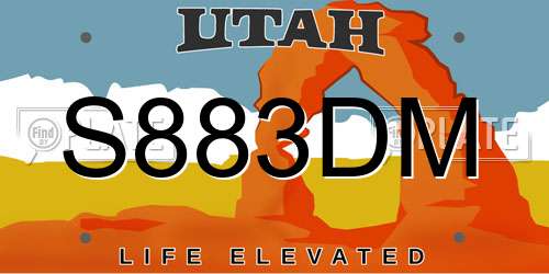 S883DM Utah License Plate