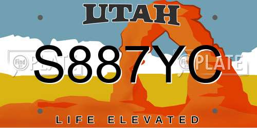 S887YC Utah License Plate