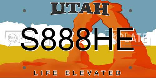 S888HE Utah License Plate