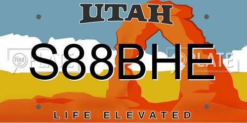 S88BHE Utah License Plate