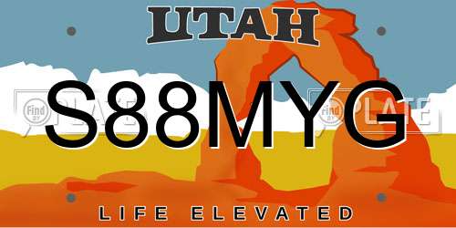 S88MYG Utah License Plate