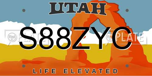S88ZYC Utah License Plate
