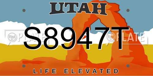 S8947T Utah License Plate